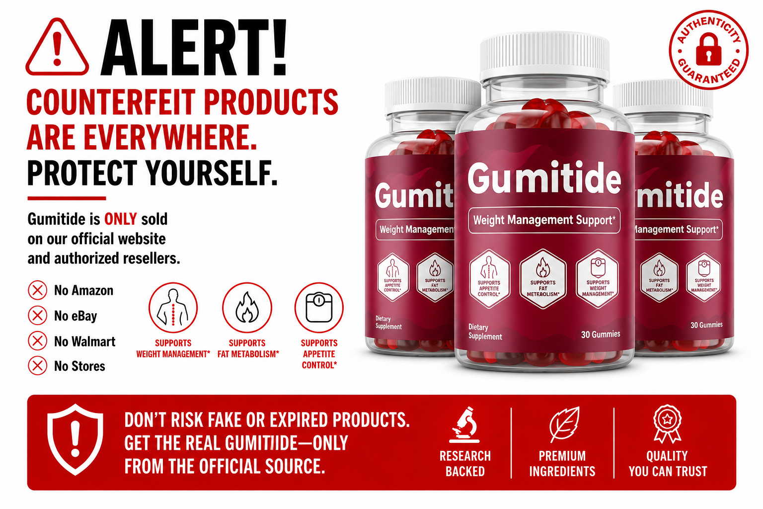 Gumitide official packaging warning